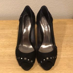 Nicole Miller Black Suede Heels